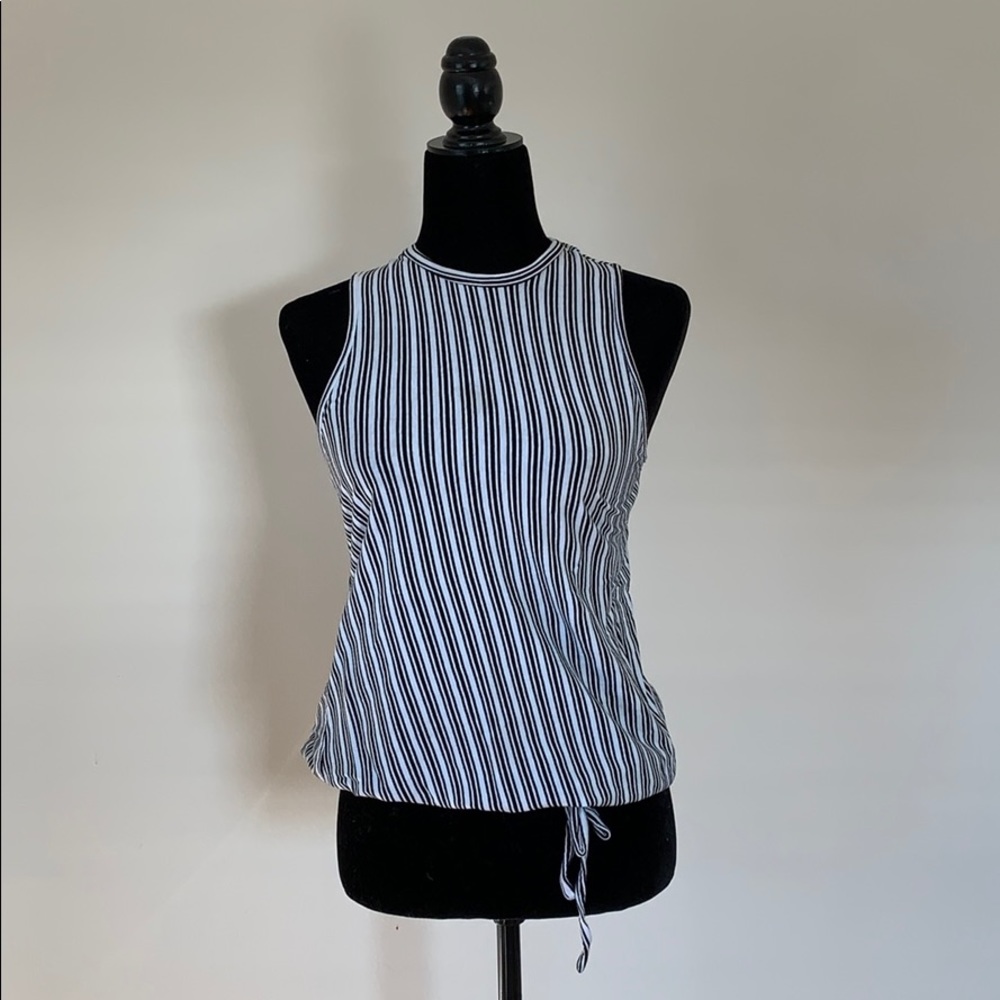 Tristan Striped Mock-neck Tee